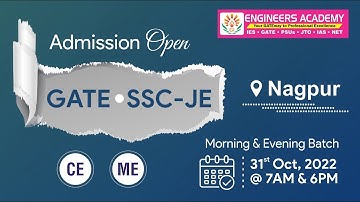 #EngineersAcademyNagpur Launching New Offline Batch for SSC JE & GATE 2024 | CE/ME @ 31Oct 2022 #EA