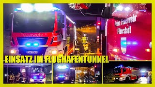  Starkregen = Einsatz im Flughafentunnel  Flughafenfeuerwehr + Feuerwehr Filderstadt im Einsatz 