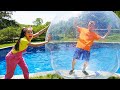 Ellie's Hot vs Cold Obstacle Course in Swimming Pool