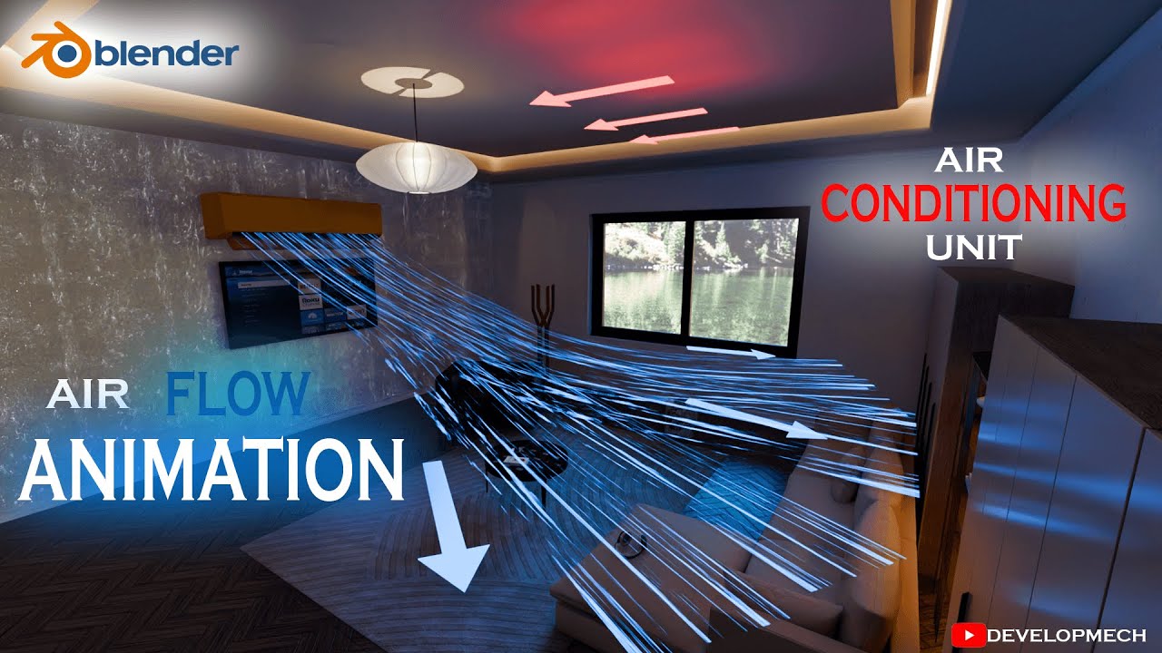 💨 Realistic Air Flow Animation in Blender | AC Simulation Tutorial ...