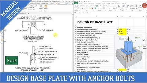 Manual Design of Base Plate  & Column Pedestal | Steel Structures | IS 800:2007 | Excel and ETABS