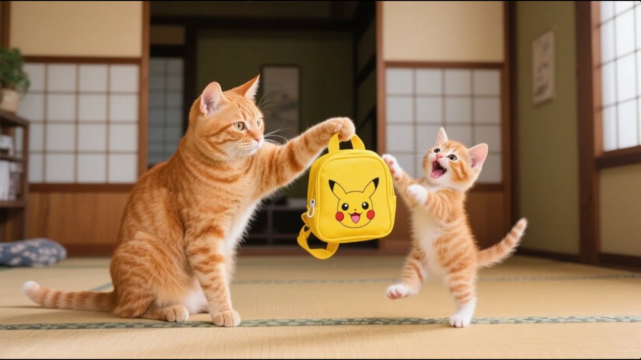 Mama Cat Works Hard at the Ice Cream Shop to Buy Kitten a New School Backpack ❤️ #cat #cute