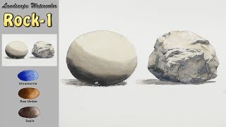 Basic landscape watercolor  Rock #1. (wetinwet. Fabriano rough) NAMIL ART