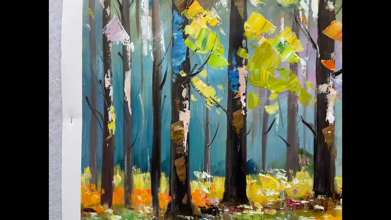 Original Colorful Forest Painting, Dreamy Natural Scenery Painting, Large Landscape Wall Art