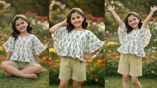 Stylish Erfly Top With Shorts Cutting And Sching Tutorialbaby Girl Top Cutting And Sching