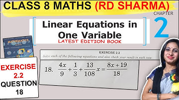 Class 8 Maths RD Sharma Solutions | Exercise 2.2 Question 18 Solution Chapter 2 Linear Equations
