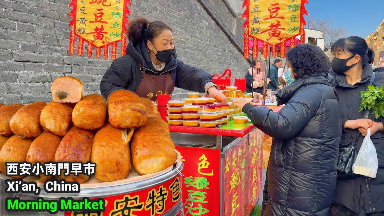 Chinese Street Food in Xi’an - Morning Market Food Feast in China
