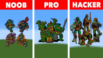 NOOB VS PRO VS HACKER 💠Ninja Turtles💠 💥Minecraft Pixel Art💥