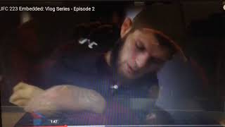 Mildly frightening Khabib clip from UFC 223 embedded episode 2