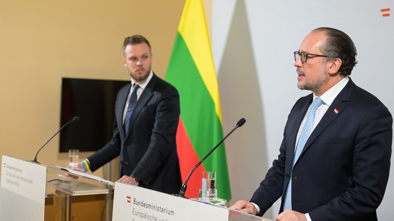 Pressekonferenz mit Außenminister Schallenberg und Außenminister Landsbergis, 09.12.2022