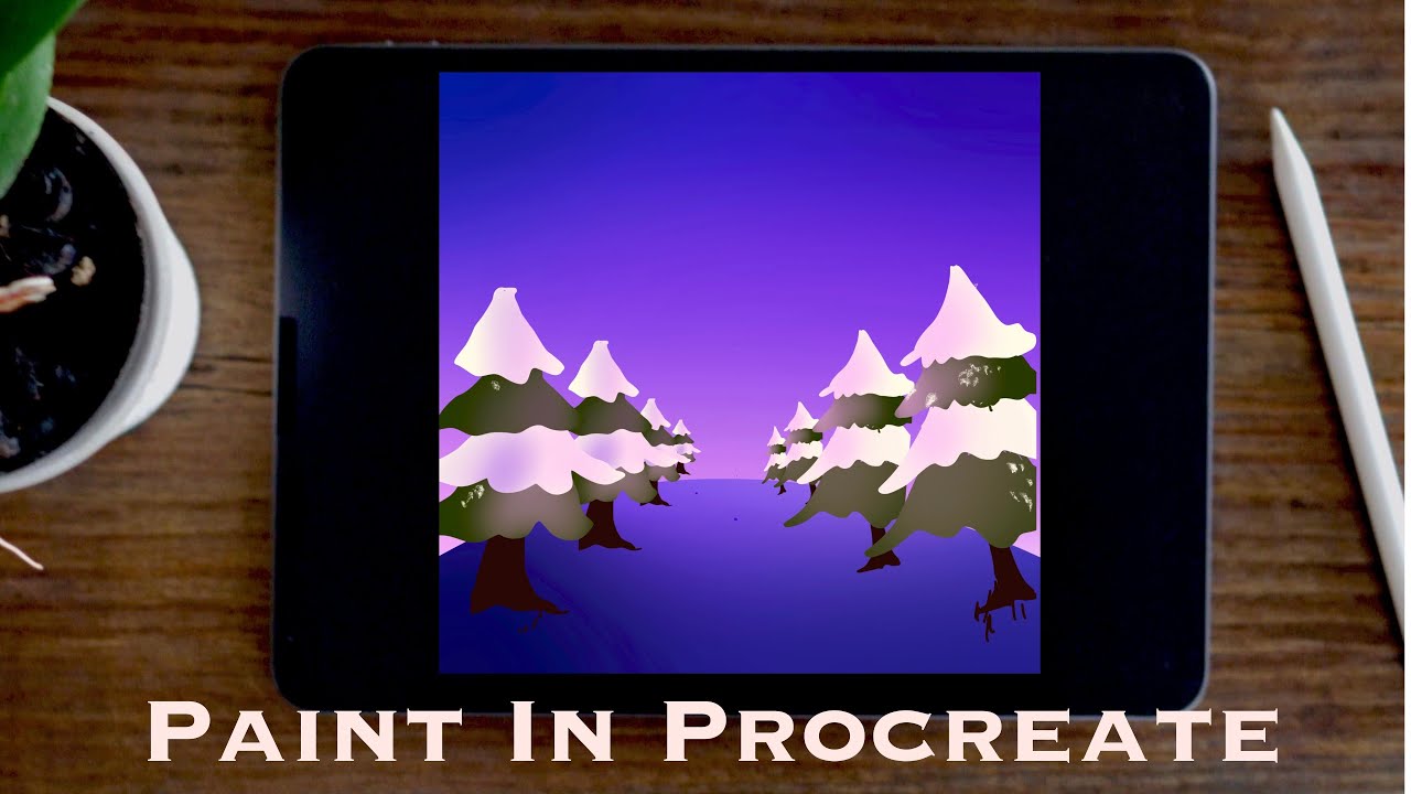 How to Draw Pine Trees on Snow in Procreate iPad Tutorial| Paint with ...