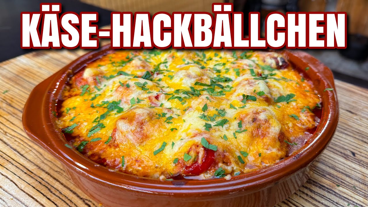 Mit Käse überbackene Hackbällchen