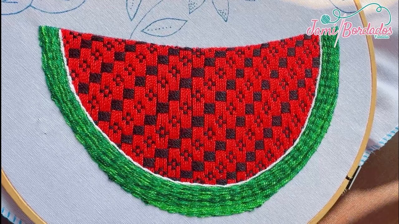 326. Bordado Fantasía Sandía 7 #embroidery #hechoamano #handembroidery 