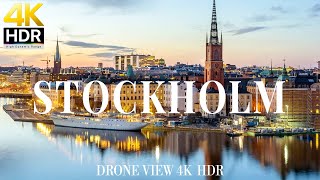Stockholm 4K drone view 🇸🇪 Flying Over Stockholm | Relaxation film with calming music - 4k HDR