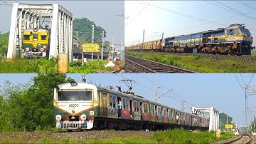 EMU Local trains on a curve & Kamrup exp with EMD WDP-4D exit the vicinity like a big python