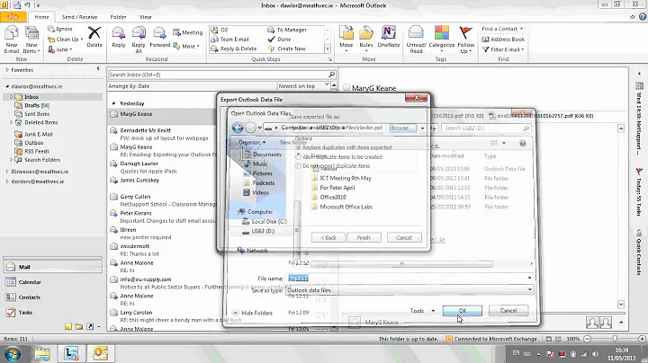 Exporting your Outlook file (folders, emails, contacts, etc)