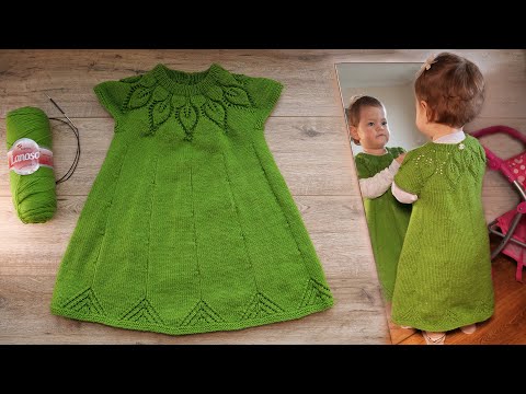 Вязание детских платьев спицами на 2 года