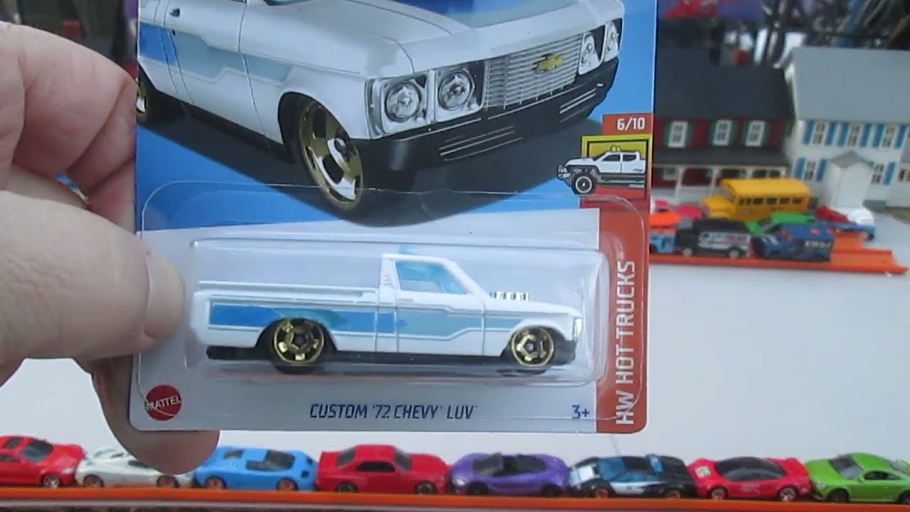 Custom '72 Chevy LUV 2024 Hot Wheels Toy Pickup Truck Unboxing and Review - Mattel - White Blue 1972