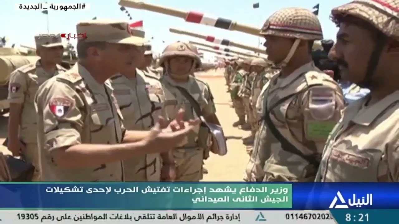 وزير الدفاع يشهد إجراءات تفتيش الحرب لإحدى تشكيلات الجيش الثاني الميداني 23-6-2023