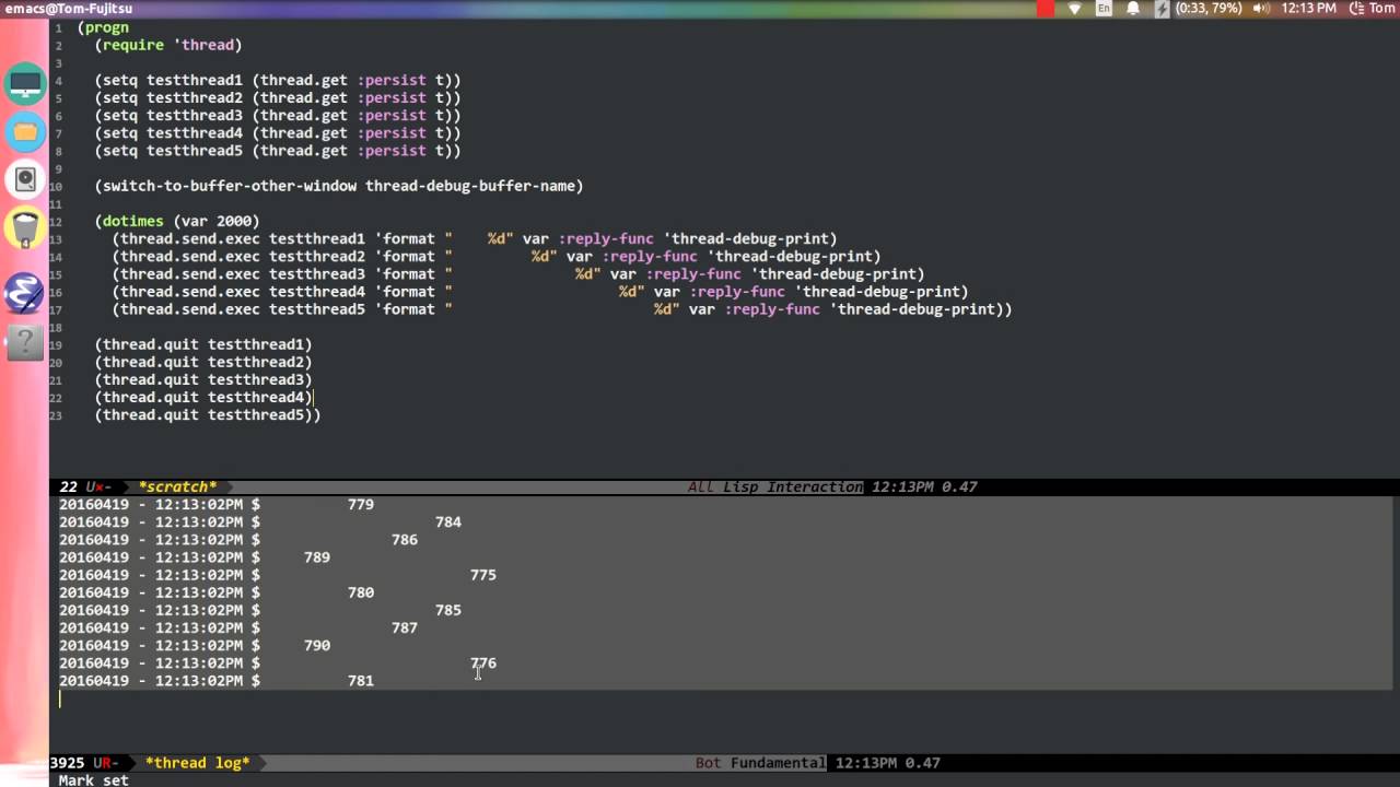 Emacs Multithread Demo - YouTube