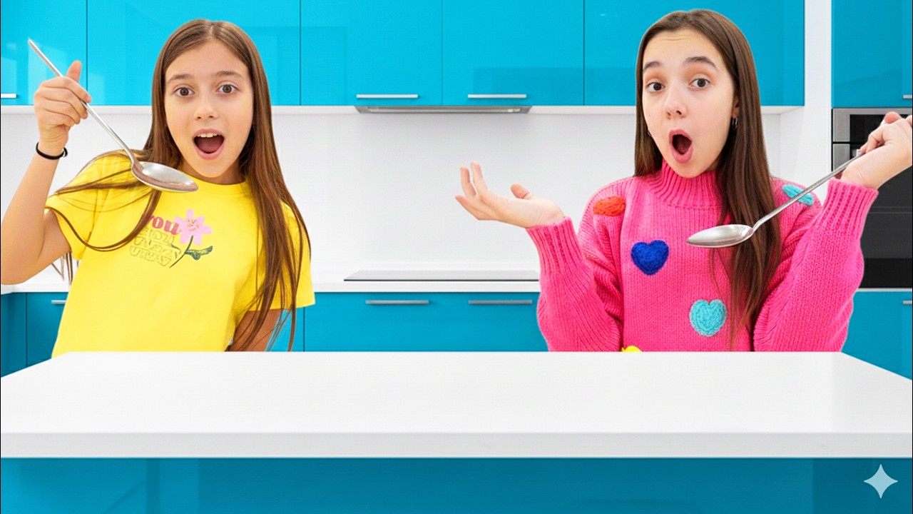 😱 LINGURA MARE vs MICĂ vs MIJLOCIE 🥄 Provocare SUPER AMUZANTĂ! Cine CÂȘTIGĂ?
