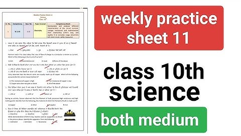 10th class science weekly practice sheet 11, competency enhancement plan