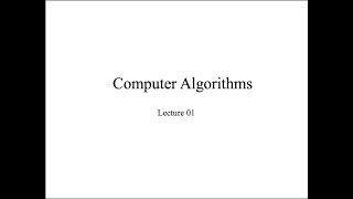 CSE 231: Computer Algorithm (Day): Class 1- Introduction
