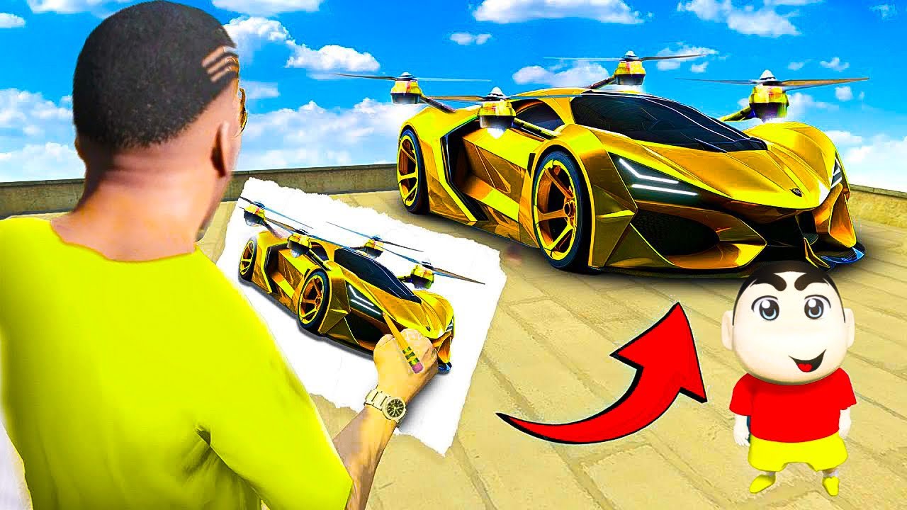 Shinchan Everything I Draw Comes To Life In GTA 5 ! Franklin Magical Drawing GTA 5 ! TELUGU