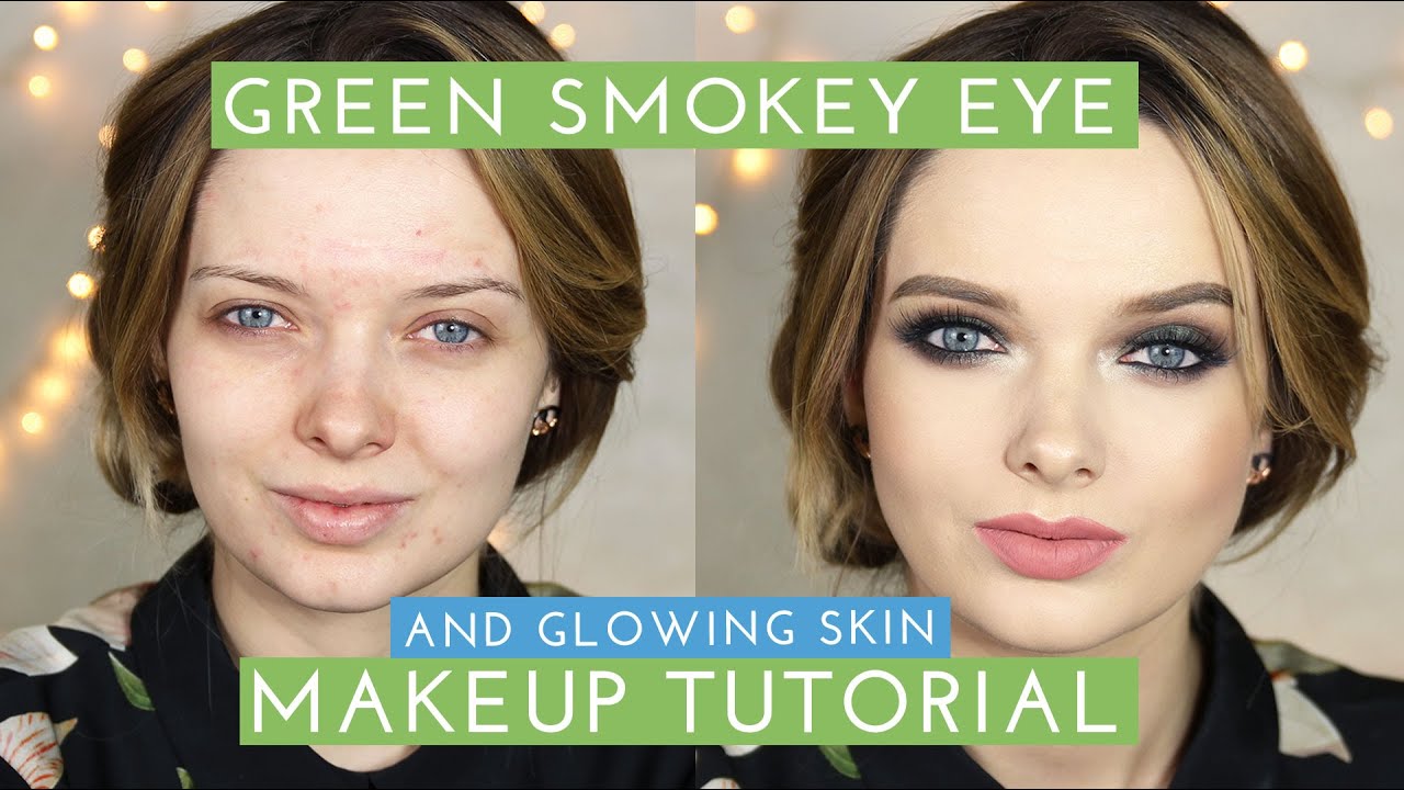 glowing skin & green smokey eyes makeup tutorial// mypaleskin