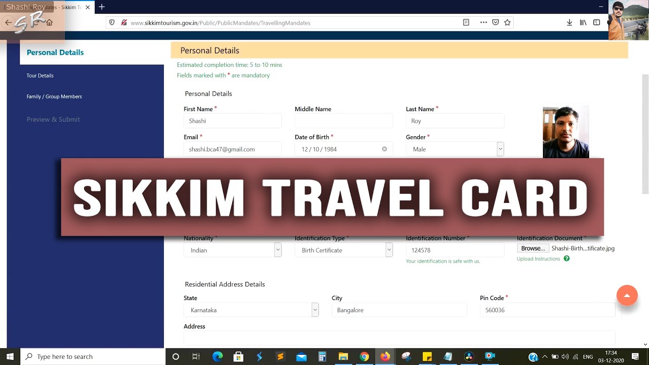 sikkim travel card apply online