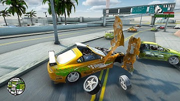 GTA SA Realistic Vehicle Deformation - Crash Testing Real Car Mods Ep.19