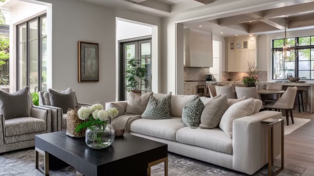 Modern Luxury Open Space Home Design | Living, Dining & Kitchen Flowing to Nature