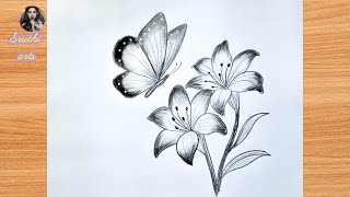 How To Draw A Erfly On Flower Easy Easy Pencil Sketch Drawing Ideasfor Beginners