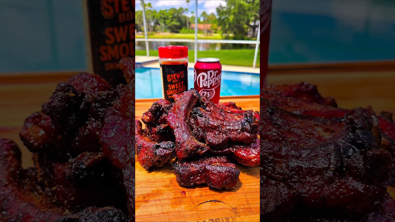 Dr. Pepper Candy Glazed Party Ribs 🔥 #ribs #smokedribs #bbq #barbecue #outdoorcooking