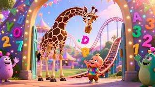 Giraffe Rides the Roller Coaster 🎢🦒 | Fun Animal Adventure Song for Kids | Exciting Nursery Rhyme