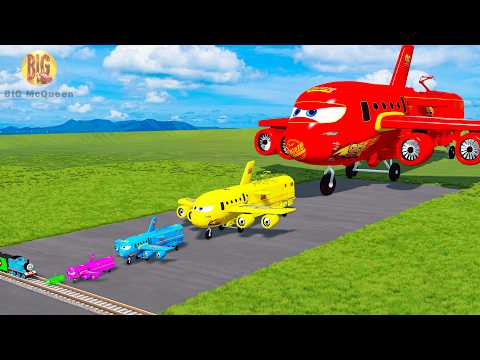 Big & Small Color Plane Train vs Train Thomas | BeamNG.Drive