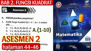 ASSESSMENT 2 A.(1-10) CHAPTER 2.QUADRATOUS FUNCTIONS pages 44-46 mathematics class 10B Intan Pari...