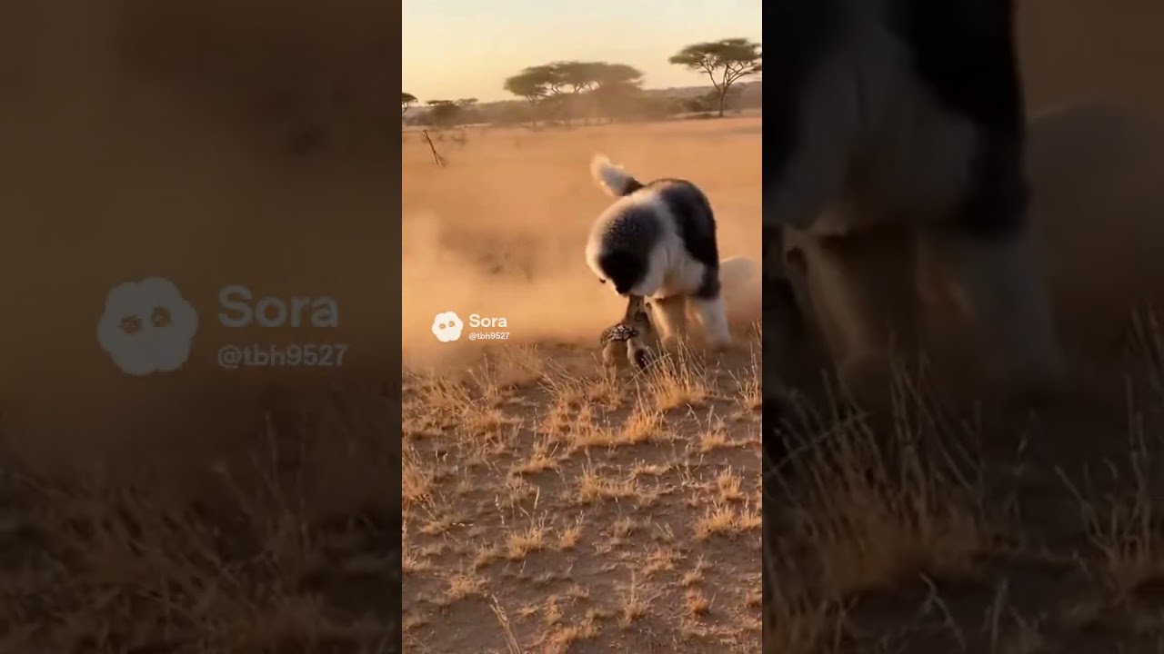 Amazing weapons of animals: Sheepdog Hero Defends Flock from Jackal 動物の驚くべき武器: 英雄な牧羊犬がサバンナで胡狼から羊を守る