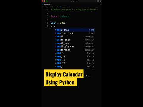 Display Calender using Python Code #shorts #coding #programming - YouTube