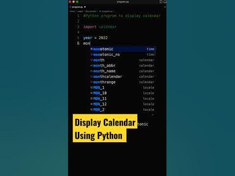 Display Calender using Python Code #shorts #coding #programming - YouTube