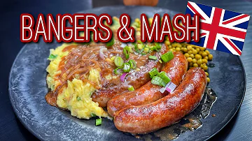 Bangers & Mash - Würstchen mit Zwiebelsauce und Kartoffelbrei - Westmünsterland BBQ