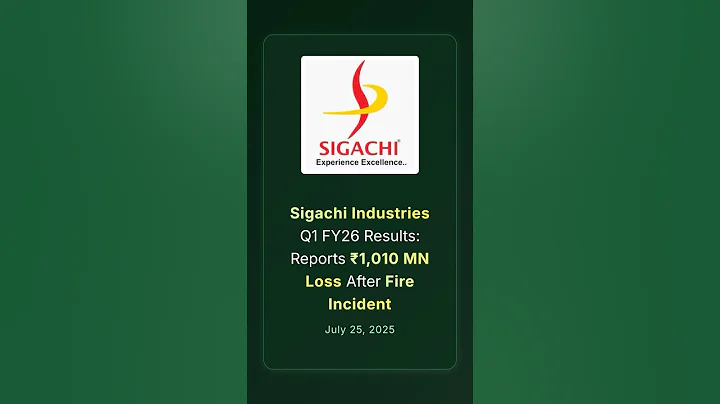 Sigachi Industries Q1 FY26 Results: Reports ₹1,010 MN Loss After Fire Incident #q1results #fy26