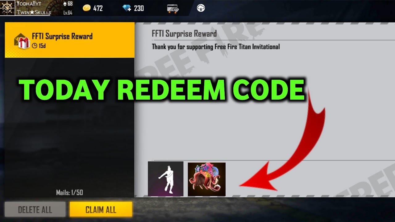 Free Fire Titan Invitational Redeem Code | Day 2 | FFTI Redeem Code | Battle Royale 100% REAL
