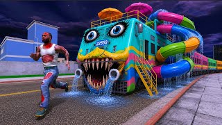 Longest Waterpark Train vs Franklin in Indian Bikes Driving 3d screenshot 5