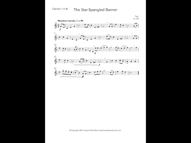 Star Spangled Banner Clarinet Sheet Music Pierrot Of The Star Spangled