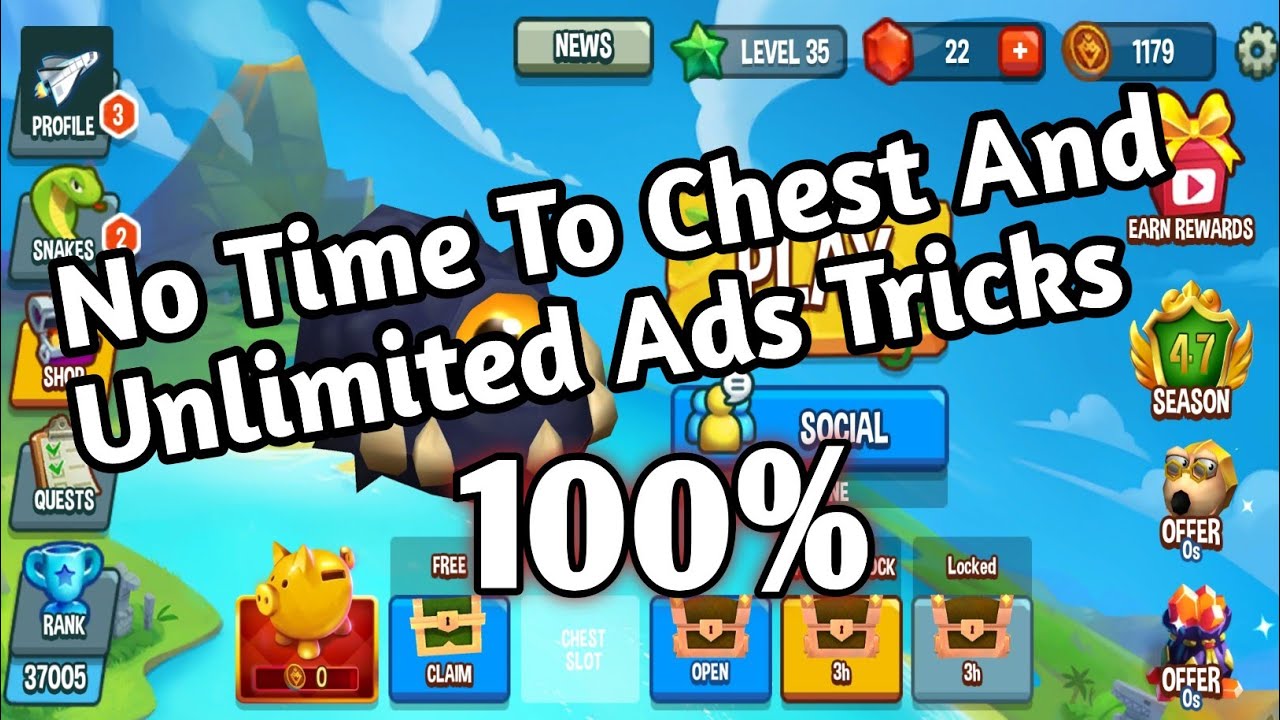 Snake Rivals Hack |No Time To Chest And Unlimited Ads Tricks 100%