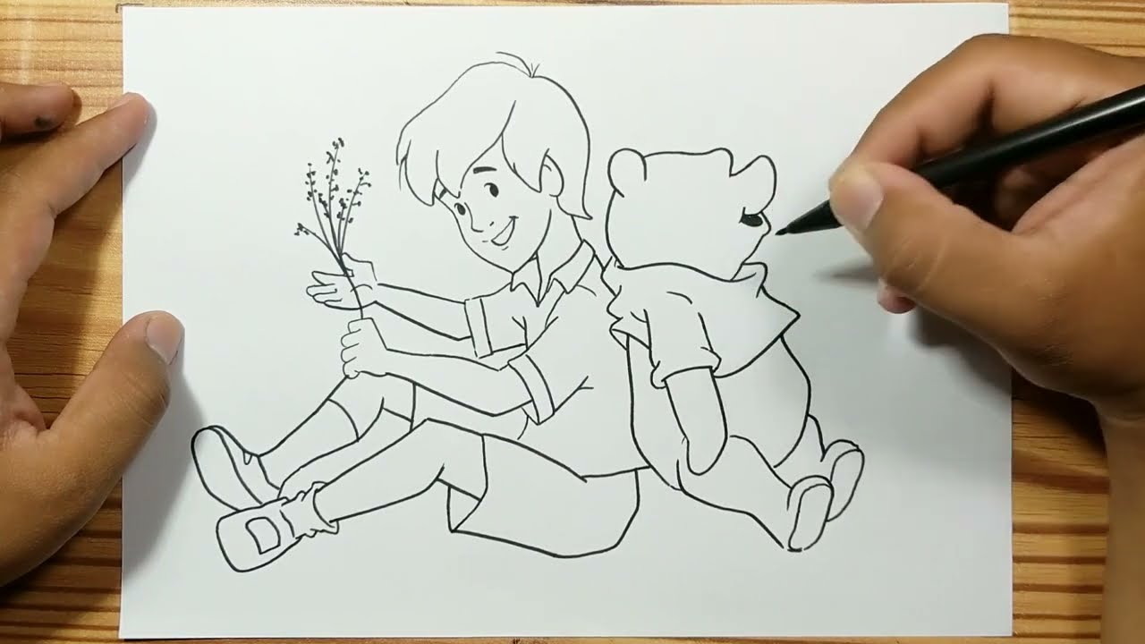 How to draw CHRISTOPHER ROBIN AND WINNIE THE POOH
