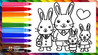 Draw and Color a Cute Family of Bunnies Drawings for Kids