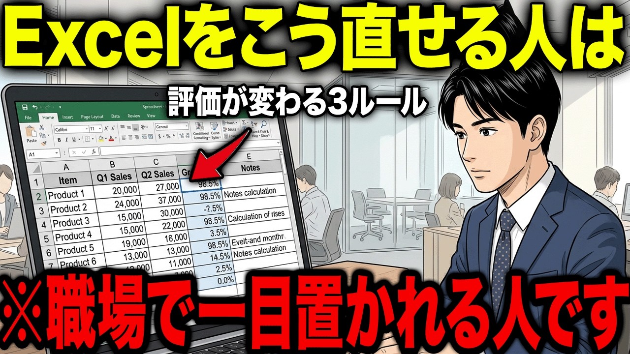 【アニメ】※必ず見て下さい...Excelの「見やすい表」と「見にくい表」の差はたった3つのルールです
