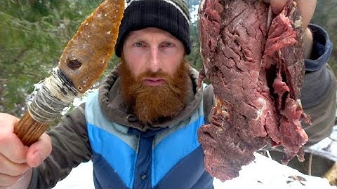 PRIMITIVE TECHNOLOGY | Cooking with STONE AGED TOOLS in the WILD! | Stone Knife and Stone Axe | ASMR